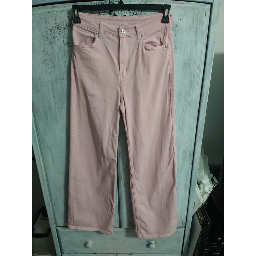 Divided Wide Leg Denim Jeans Pink Size 6 Grunge Boho Beachy Skater